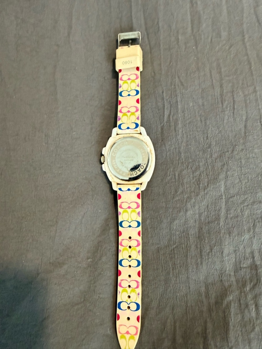 Coach Cream Braided Silicone Strap Watch with Silver-Tone Case - Picture 2 of 5